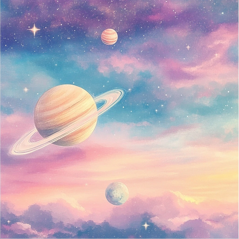 星空月亮行星柔和色彩