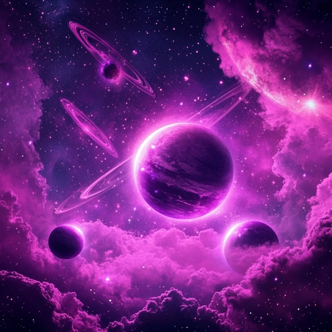 深粉紫星空闪烁星球背景
