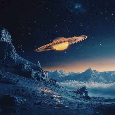 土星比特币夜空场景