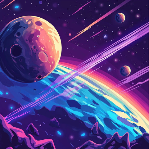 星云激光月亮太空背景