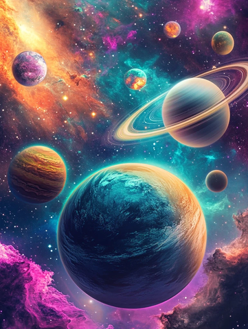 蓝色海洋绿色陆地星系景观