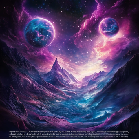 星空宇宙山脉星球纹身