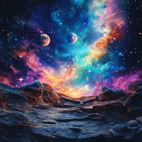 星空月相行星岩石地貌