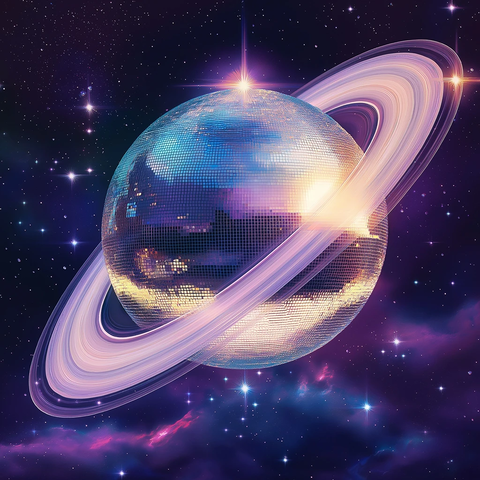 太空迪斯科球与土星环