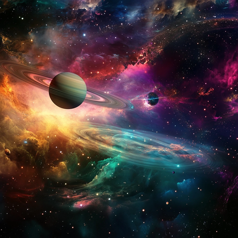 宇宙色彩与土星图像