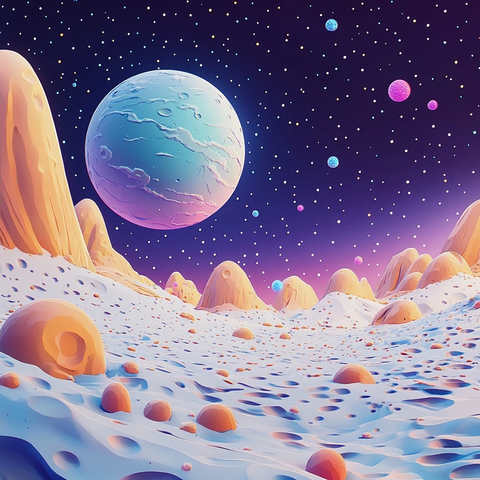 月亮表面与星空