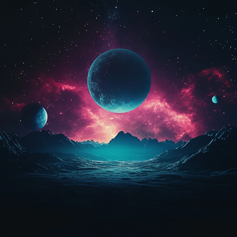 月球表面与星球星空