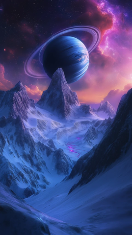 冰封星球与环形山脉