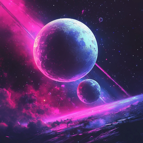 月亮与行星太空图像