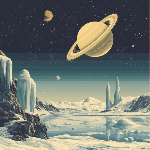 冰月悬空星环相映