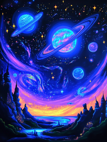 银河星云黑光绘画