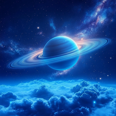 蓝色土星蓝色星云底云