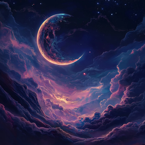 夜晚奇异月空景象