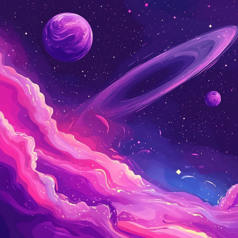 太空紫色粉色插画