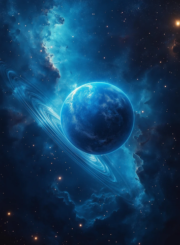 蓝色星球环星群星空