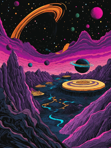 黑洞星环矿场星球插画