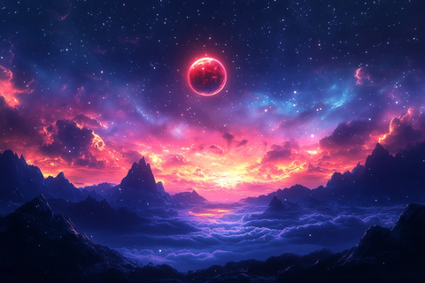 太空星云与红星映月