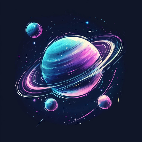 土星环与多个月亮环绕