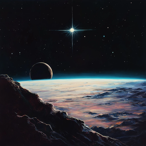 星球地平线升起神秘星体