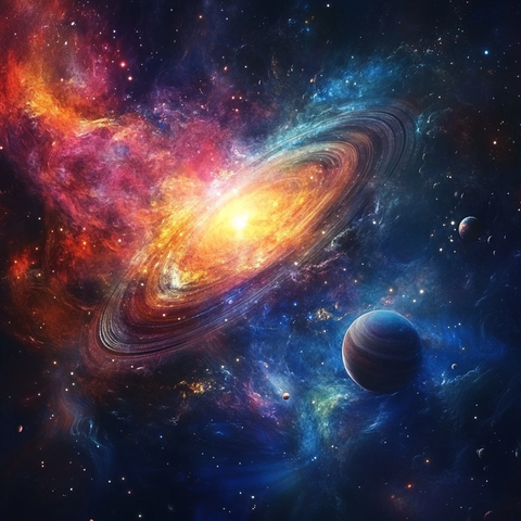 银河系与行星天体景观