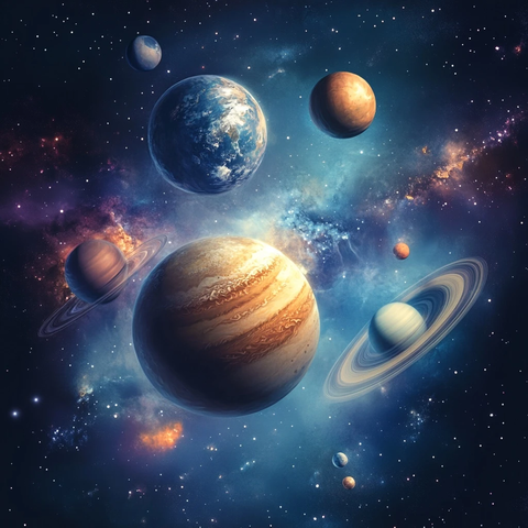 星球中心环绕太空场景