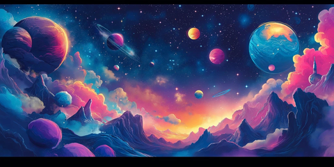 太空背景多重星座宇航员