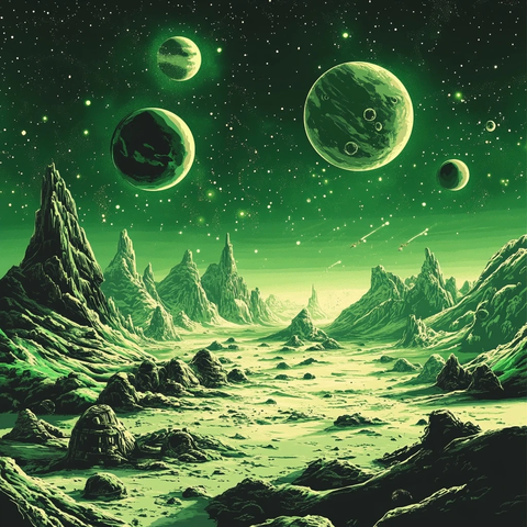 星空行星绿色宇宙冒险