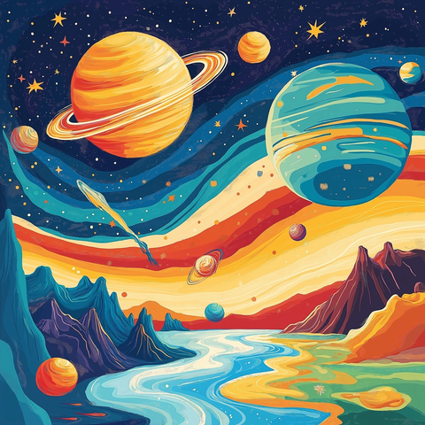 彩色星球儿童插画