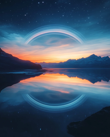 星环倒影水面平静