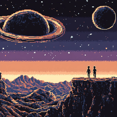 外星生物观察土星景象