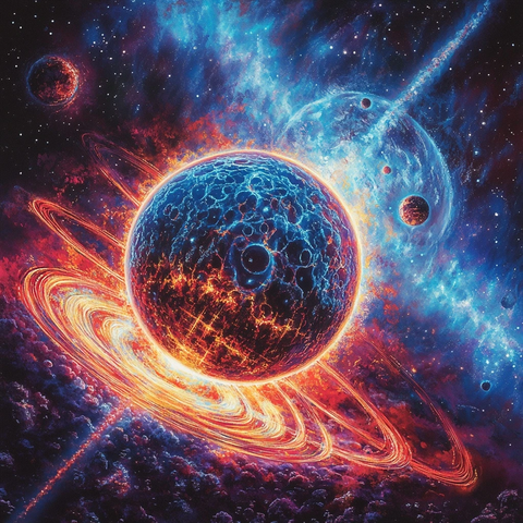 电蓝红漩涡星球火焰环