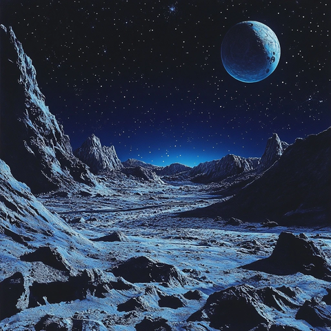 外星岩石夜空景象