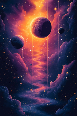 紫色星空矢量插画
