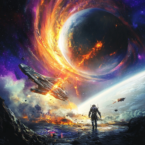 星际战舰毁灭与月球场景