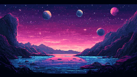星空像素艺术星球背景