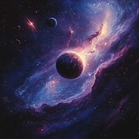 紫色蓝色星系小行星群