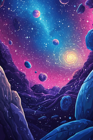 星空石块银河系儿童插画