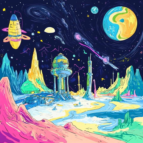 外星生产基地儿童画