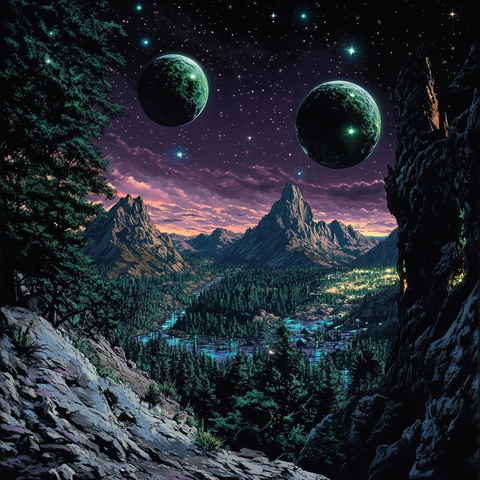 三月球环山脉夜光景观