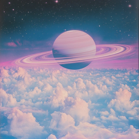 蒸汽波风格海报与土星