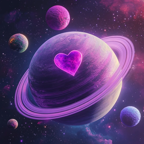 紫色行星环形坑多色卫星