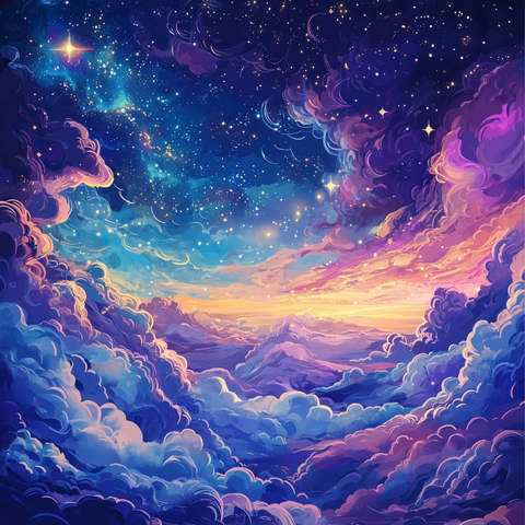 银河星空宝可梦风格插画