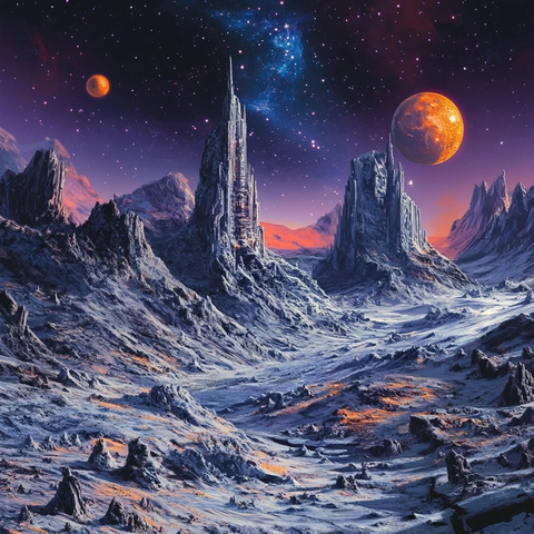 星际矿山灰色调星球景观