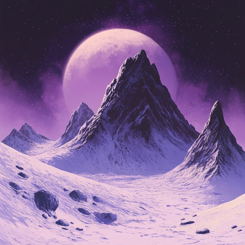 月球荒漠紫色山峰