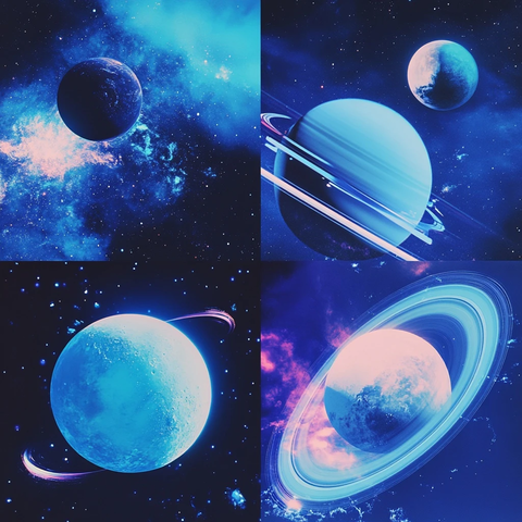 未来星球蓝调拼接设计