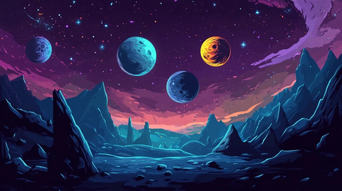 太空银河金属星球月亮点阵