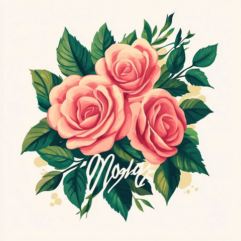 粉色玫瑰手绘海报设计