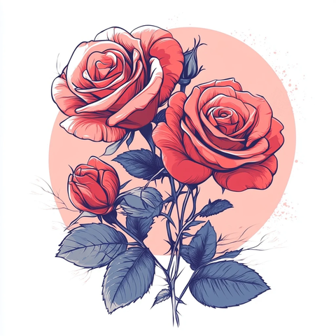 红玫瑰线条艺术设计