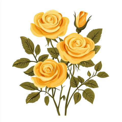 黄色玫瑰花孤立白色背景