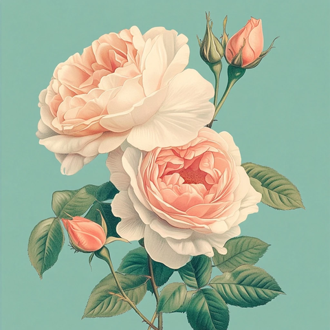 桃色玫瑰花背景插画